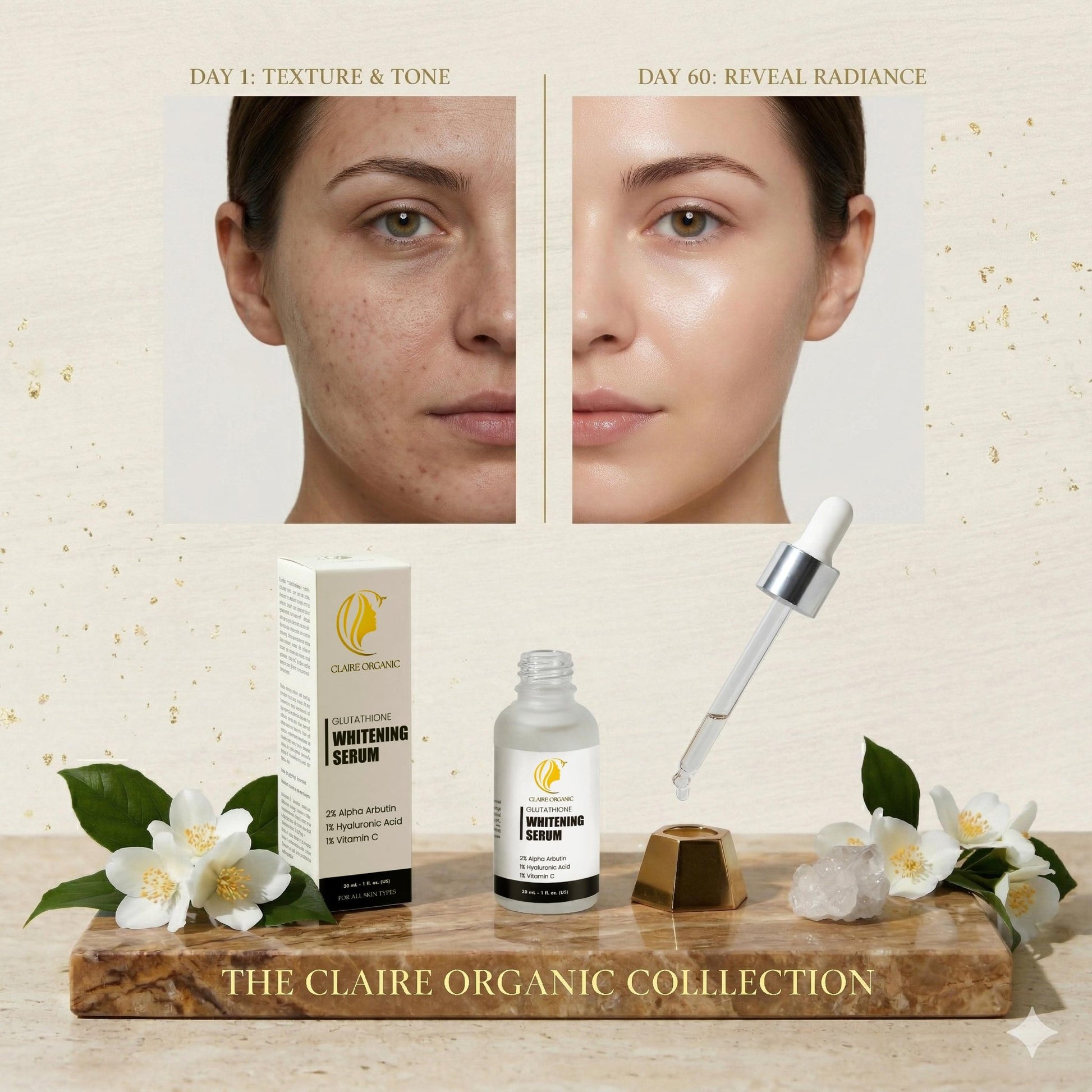 Claire Organic Glutathione Whitening Serum Radiant Glow Formula - Claire Organic