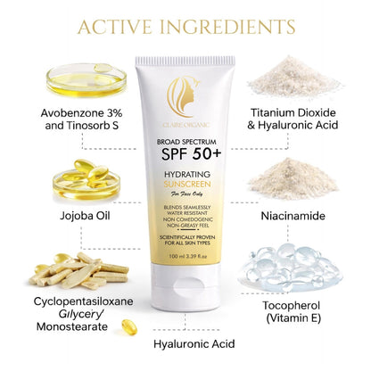 Claire Organic Hydrating Sunscreen SPF 50+ - Claire Organic