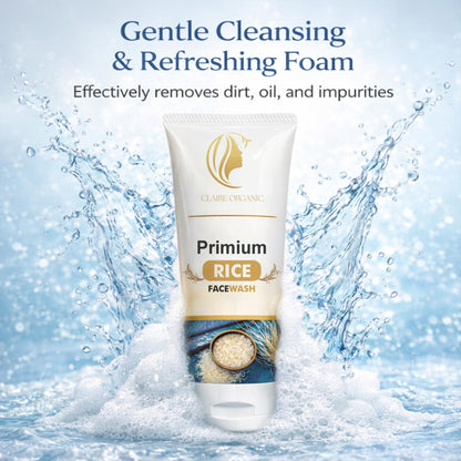 Claire Organic Premium Rice Facewash – Brightening & Hydrating Daily Cleanser (120ml) - Claire Organic