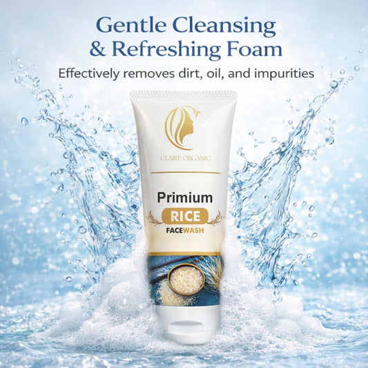 Claire Organic Premium Rice Facewash – Brightening & Hydrating Daily Cleanser (120ml) - Claire Organic