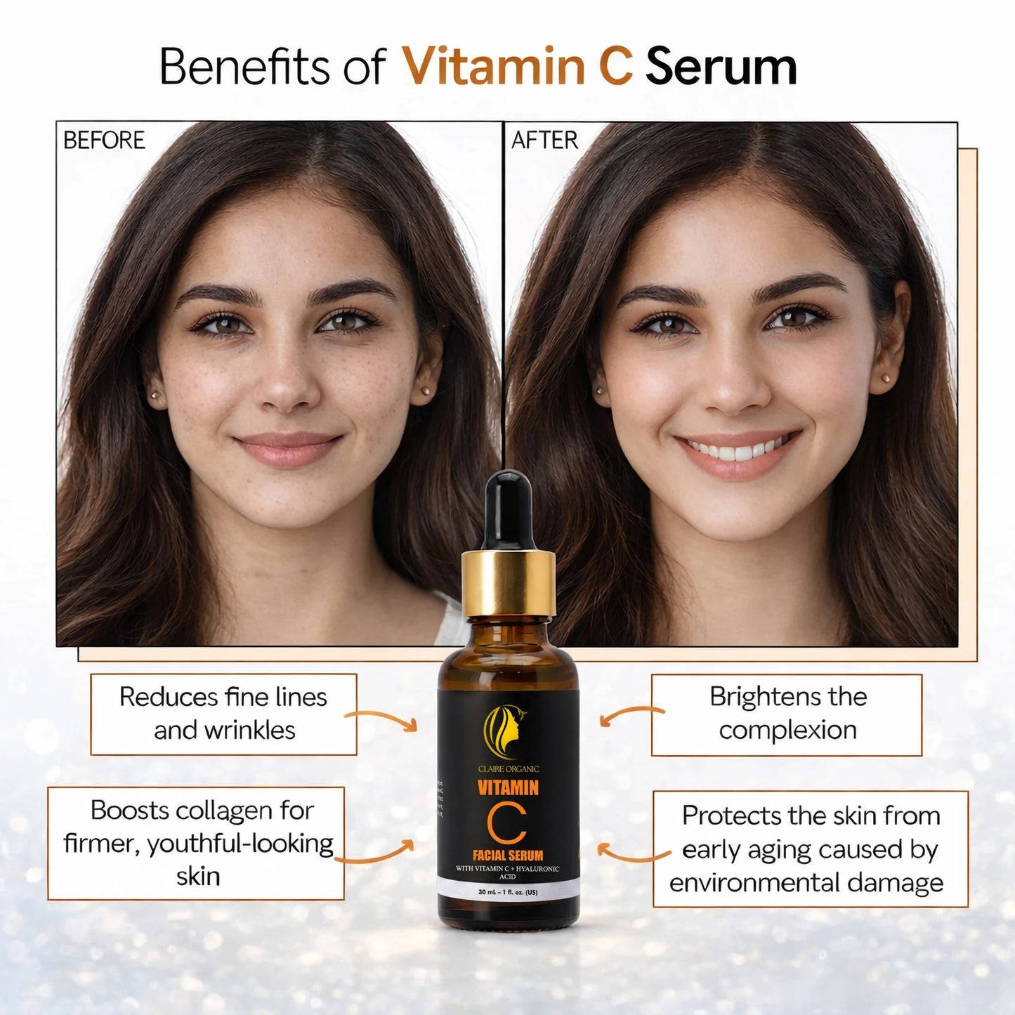 Claire Organic Vitamin C Facial Serum - Claire Organic