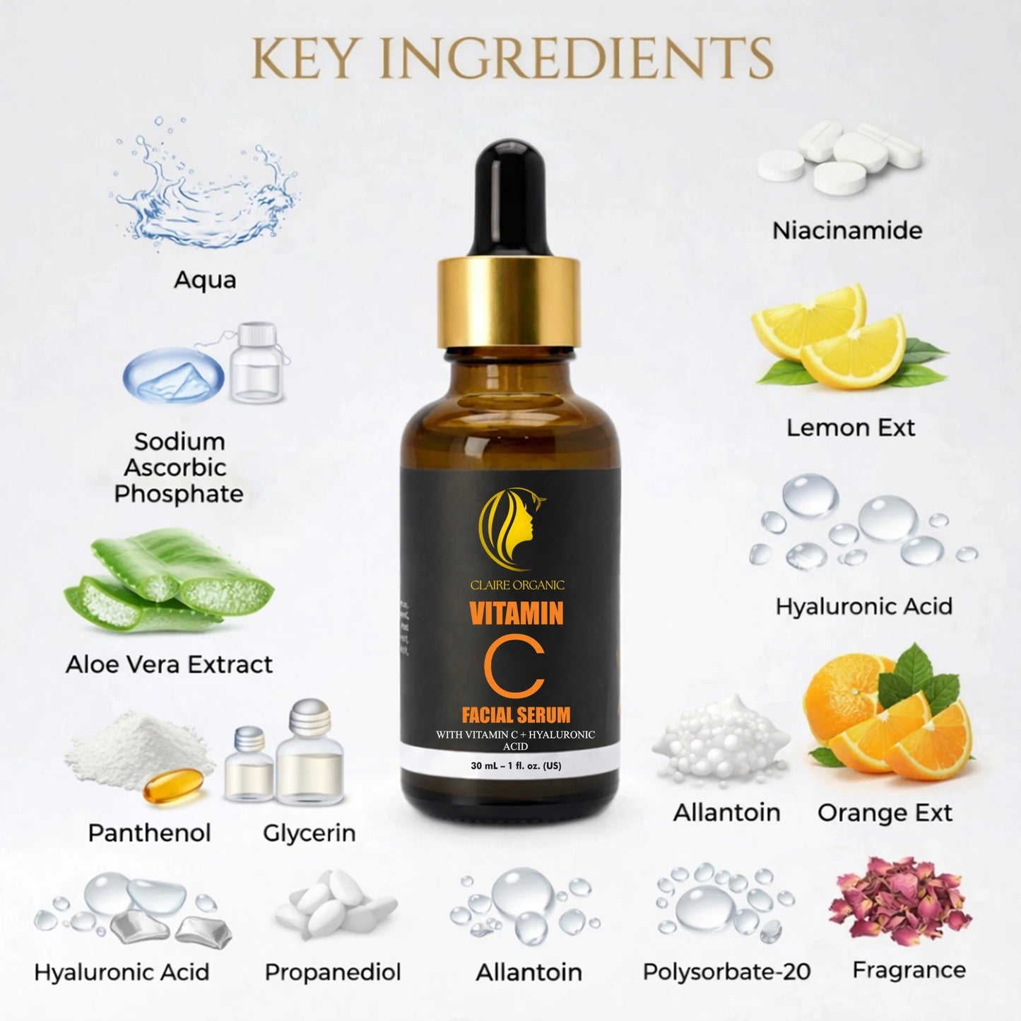 Claire Organic Vitamin C Facial Serum - Claire Organic