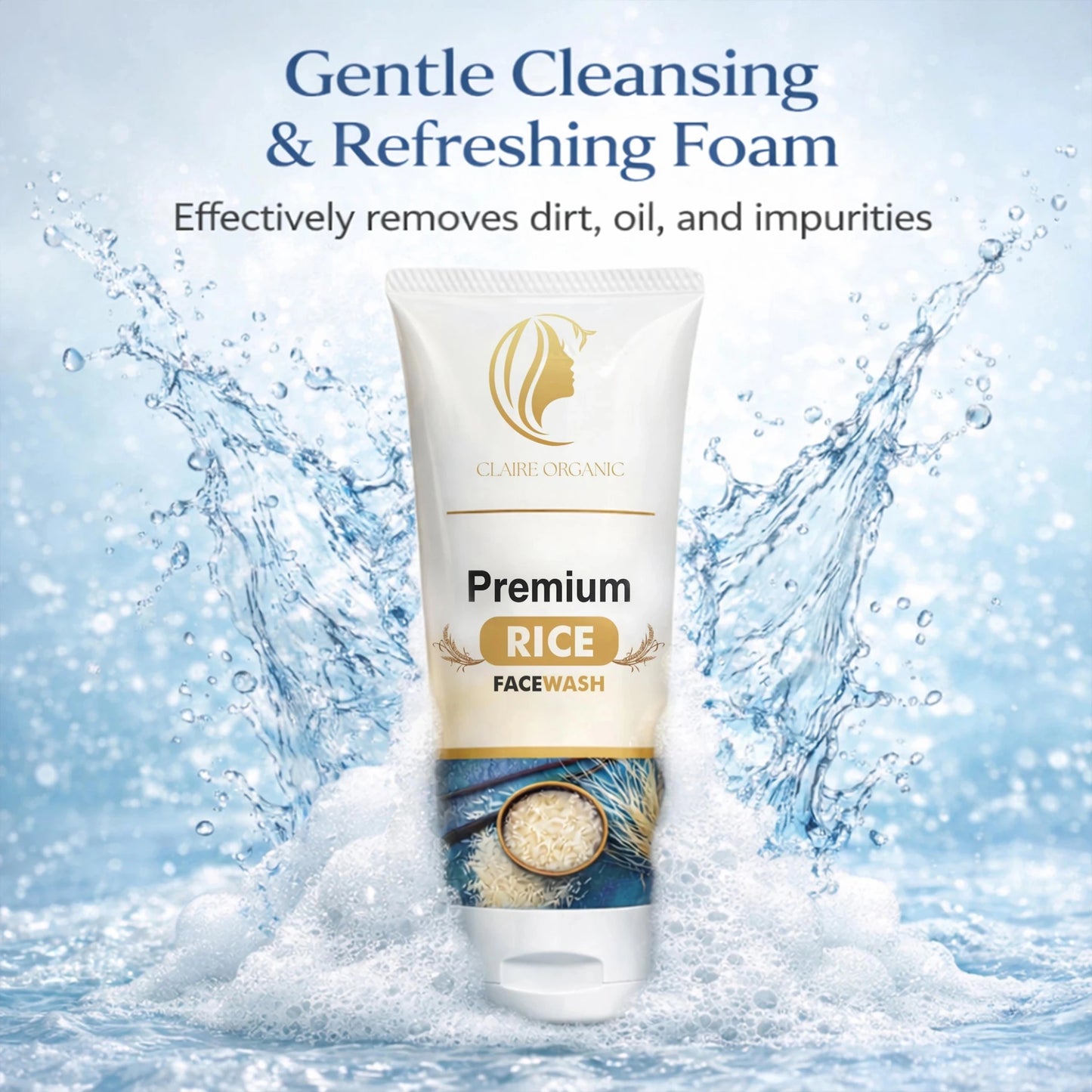 Premium Rice Facewash – Best Rice Face Wash in Pakistan for Glowing Skin(120ml) - Claire Organic